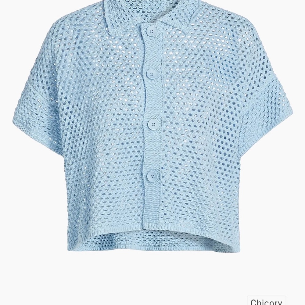Chicory Blue Women's Open Front Button Down Shirt